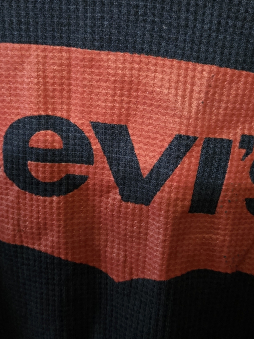 Levi's Men’s Navy and Red Thermal Knit Logo Shirt